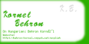 kornel behron business card